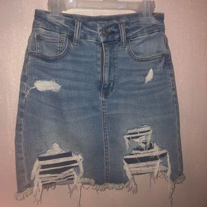 American Eagle Ripped Jean Skirt